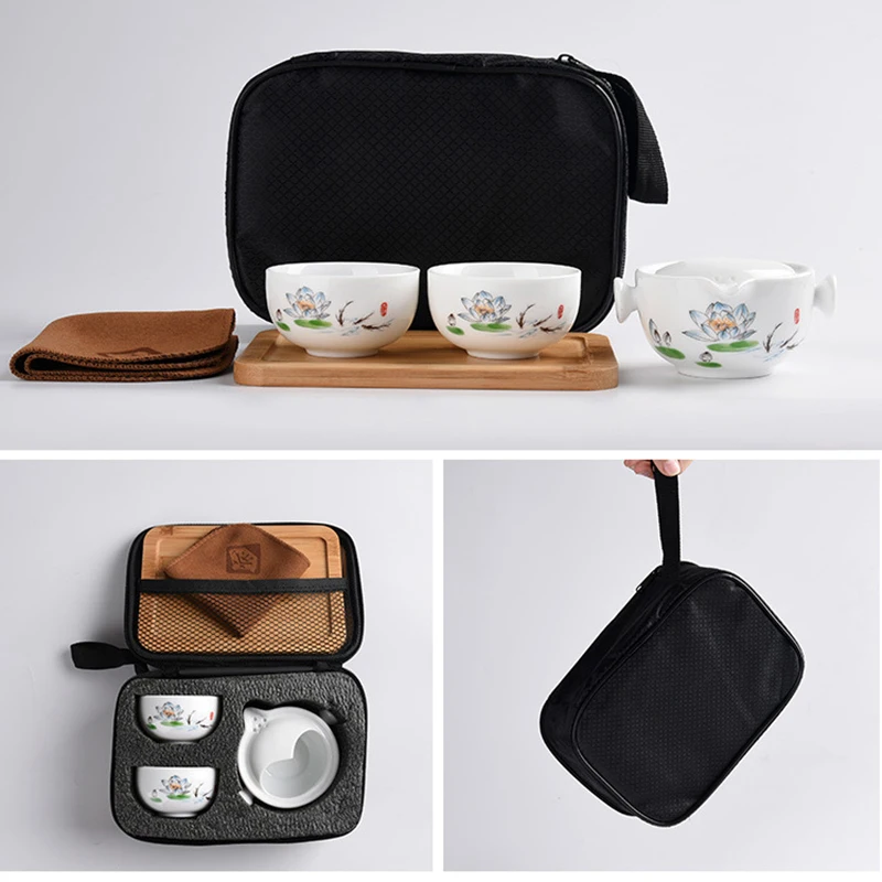 Керамические чайники gaiwan чайники Китайский чайный набор для путешествия с сумкой для путешествий