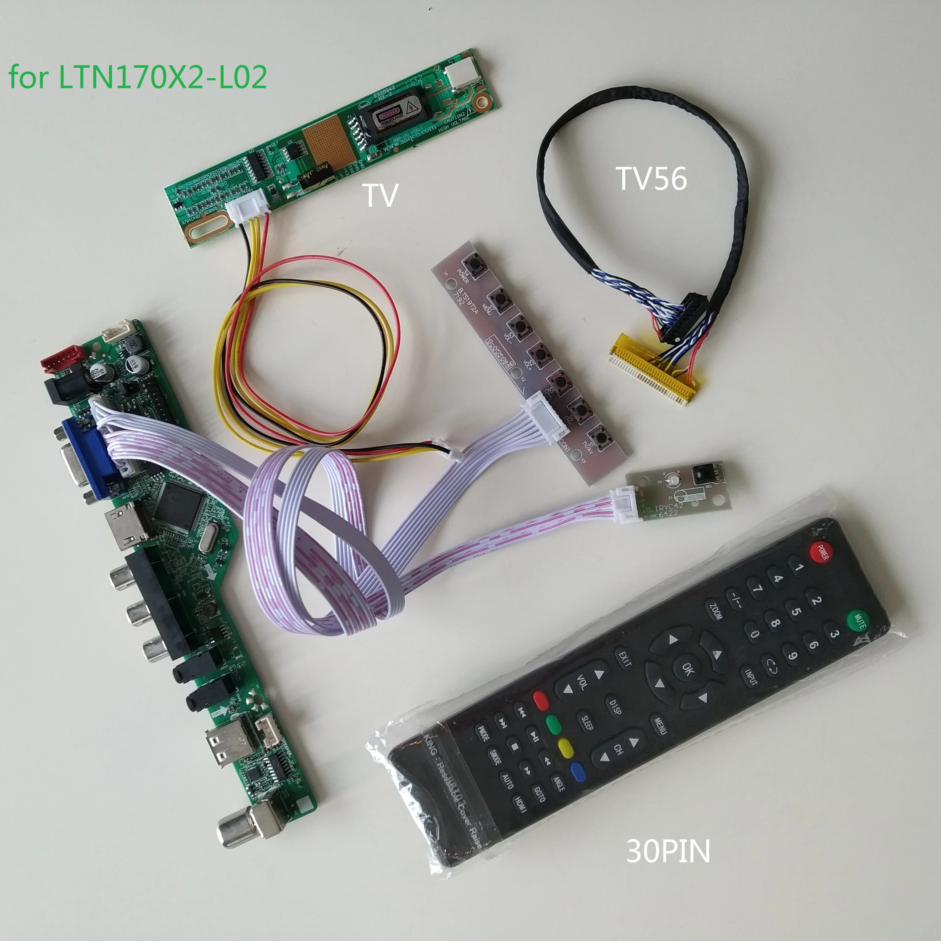 

1 CCFL lamps USB LCD LED VGA AV AUDIO TV Controller Board kit DIY For 17.0" LTN170X2-L02 30pin 1440*900 monitor card tv56