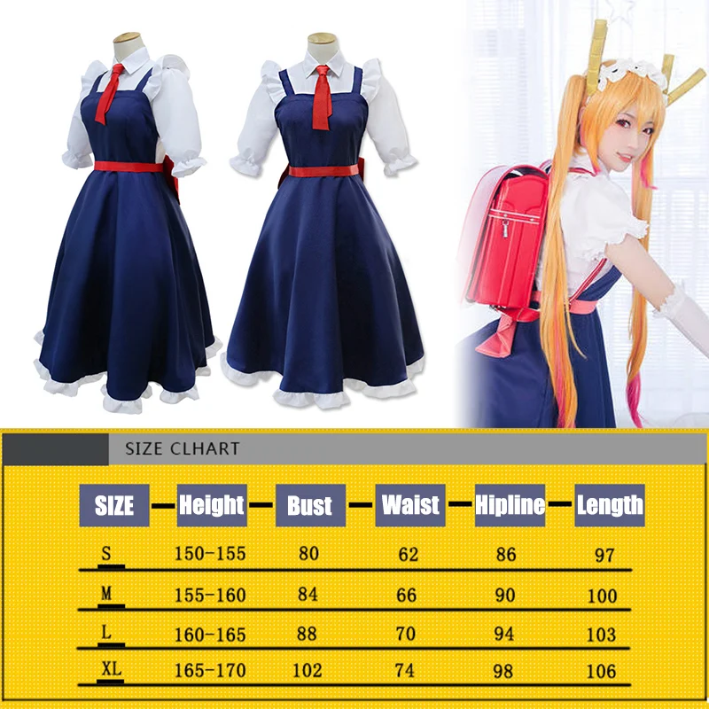 

Miss Kobayashi's Dragon Maid Tohru Cosplay Costume for Women Kobayashi San Chi No Maid Uniforms Costume Headband Halloween Party