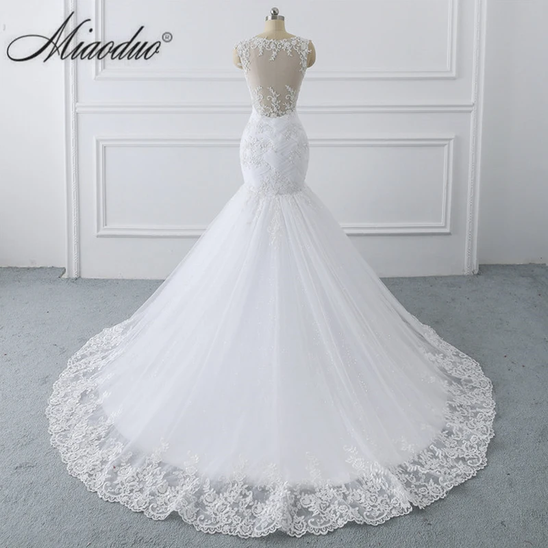 Miaoduo vestidos de novia Tank Illusion Back Appliques кружевные свадебные платья длинный халат de mariage Ghana Новое свадебное платье русалки