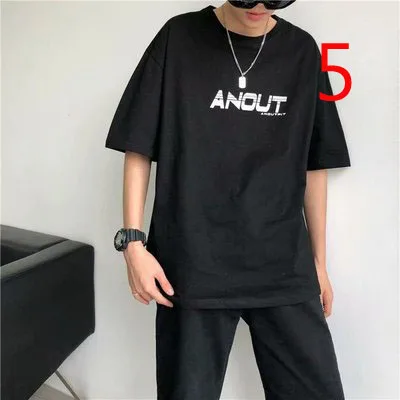 

Summer Korean Slim Half Sleeve T-Shirt Trend Cotton Men's Stand Collar