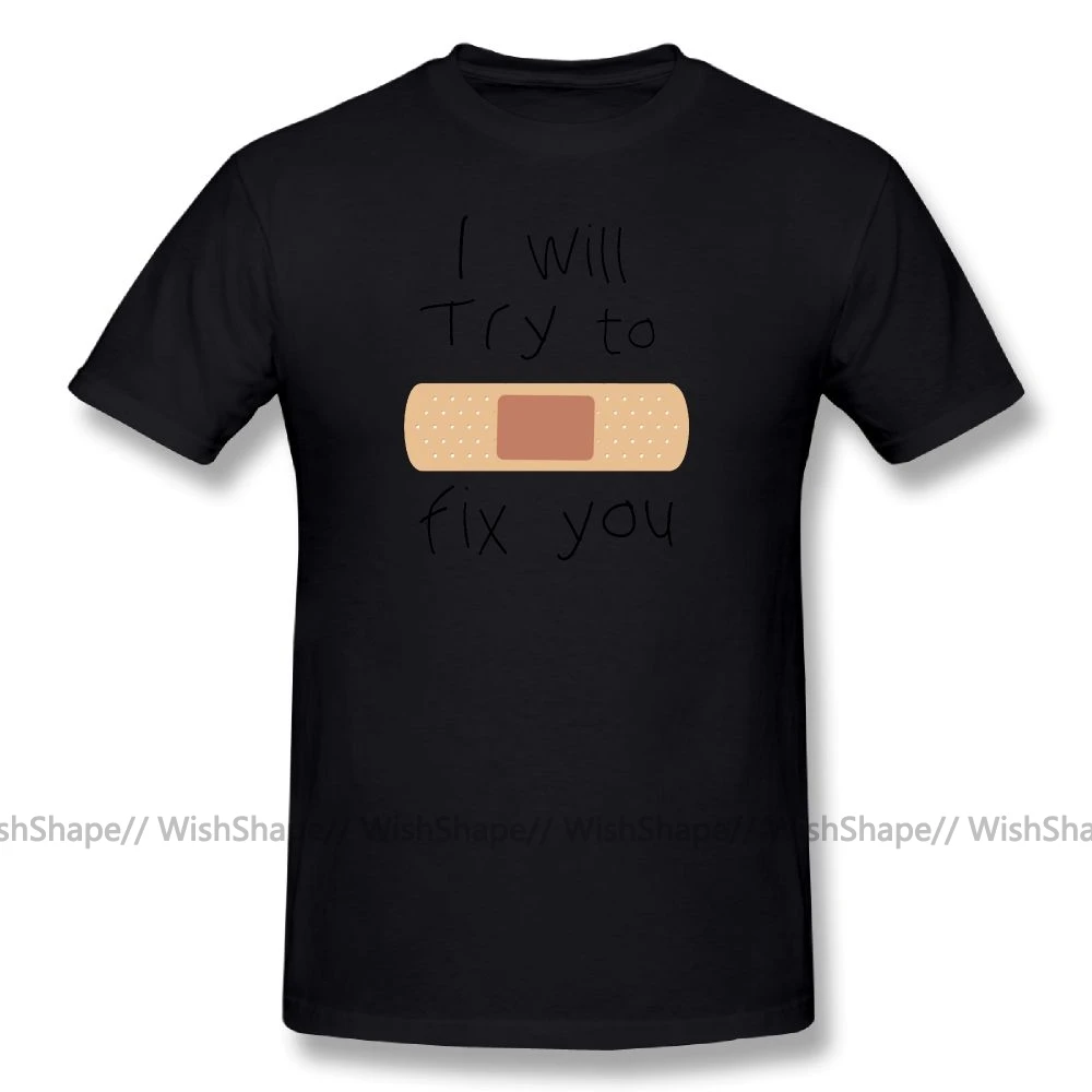 Футболка, одежда с эмблемой Coldplay I Will trike To Fix You, надпись, потрясающая, 100 хлопок, футболка, мужская, модная, с принтом, футболка