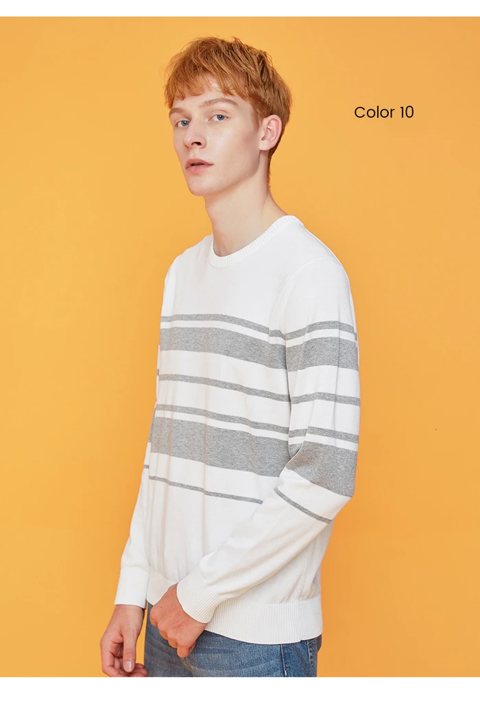 Giordano мужские свитера контрастный Crewneck трикотажный пуловер Хлопок легкий стретехи Blusa De Frio Masculino 31059802