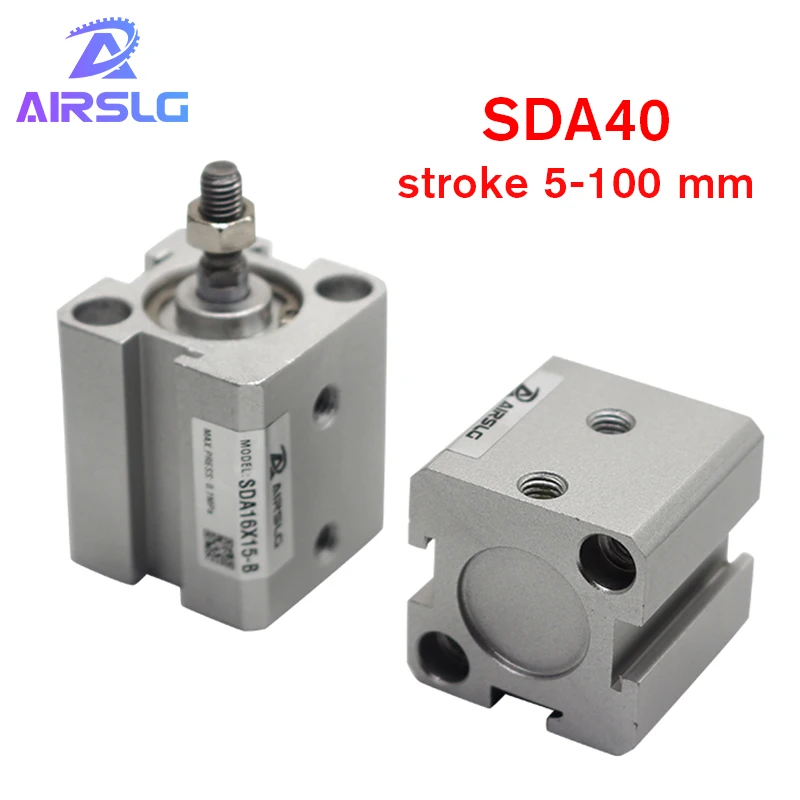 Пневматический цилиндр SDA SDA40 AIRTAC типа ход 5*10x15 20 25 30 100 мм Компактный двойного
