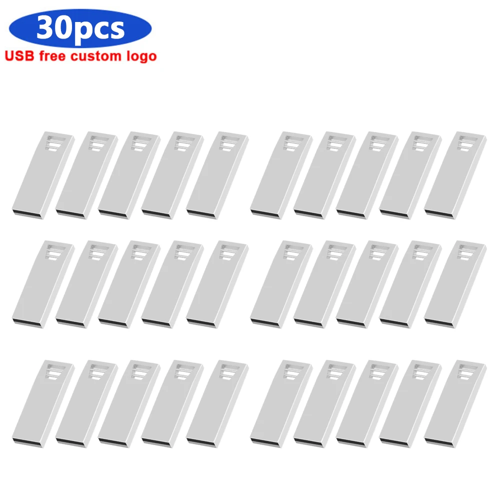 30pcs/lot waterproof USB 2.0 Flash Drives in bulk Pendrive 64GB 32GB 16GB 8GB 4GB real capacity flash Memory Stick custom logo