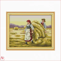 harvest scenery printed cross stitch kits counted canvas embroidery sets 11ct 14ct diy handmade needlework home decoration