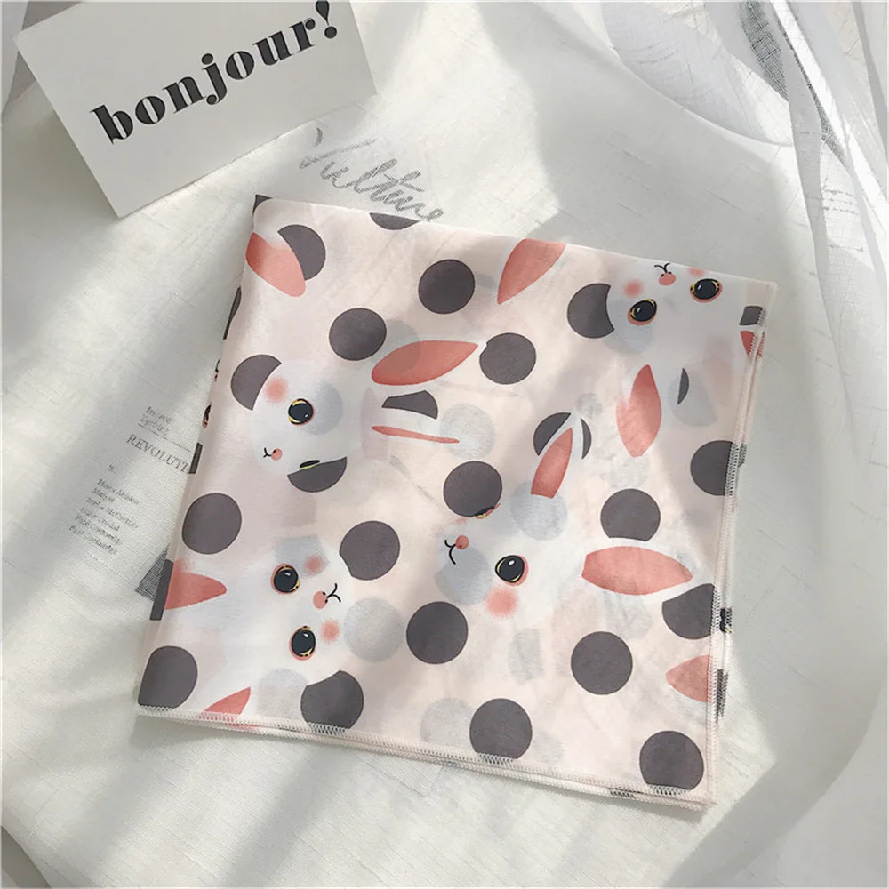 Корейская мода INS весенне осенний маленький шелковый шарф с рисунком животных