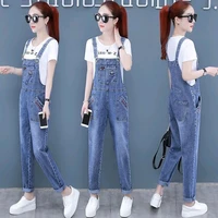 womens denim overalls korean style loose western style reduce age 2020 spring and autumn new fashion slim jumpsuit