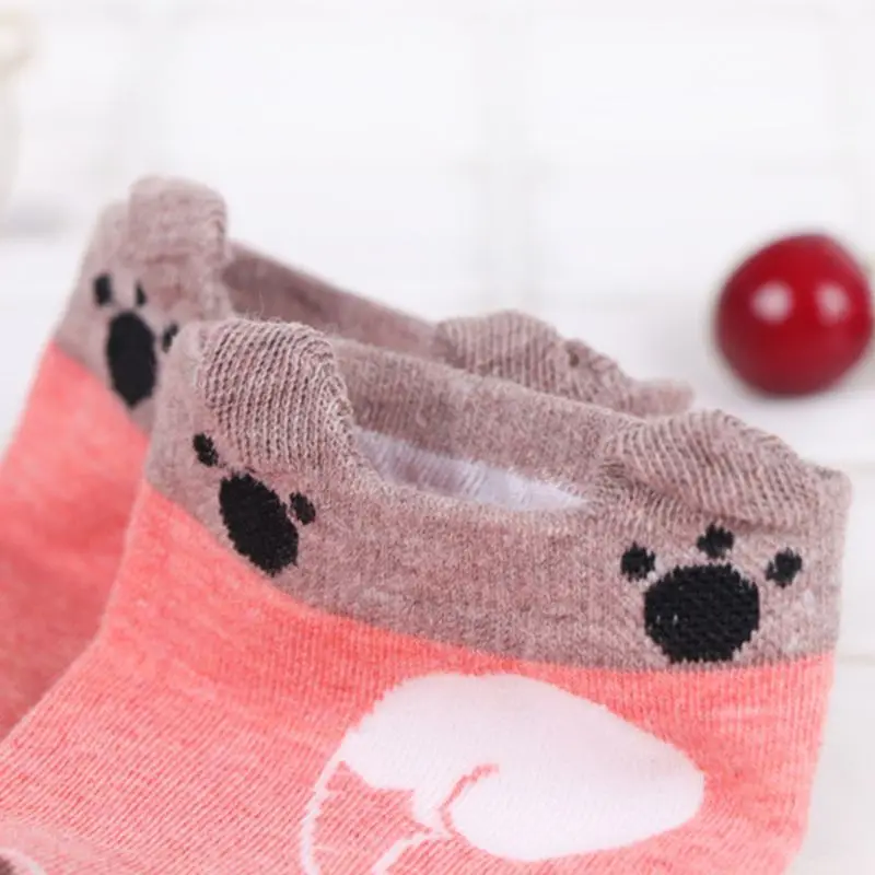 

Women Low Cut Cotton Boat Socks Cute Cartoon Animal Rabbit Dog Cat Panda Printed 3D Ears Paw Harajuku Kawaii Hosiery