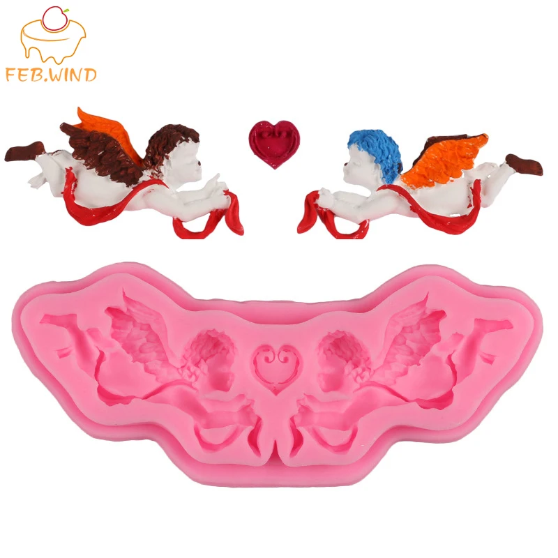 3D ангел Купидон силиконовая форма помадка украшения торта инструменты крылья