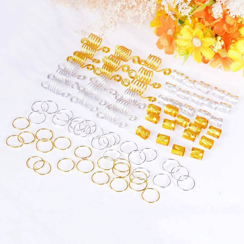 160 шт./компл. бусины Dreadlock смешанный алюминиевый страх металлические манжеты