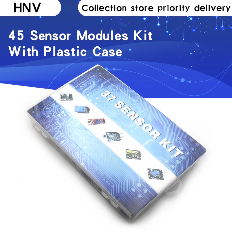 

45 модулей датчиков для стартового комплекта arduino, лучше, чем Набор для обучения датчикам 37 в 1 37 в 1 с пластиковым чехлом