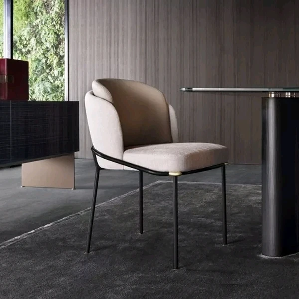 

ChinaFurniture Alternative Processing Factory Modern Light Luxury Fabric Stainless Steel Foot Bracket Dining Chair