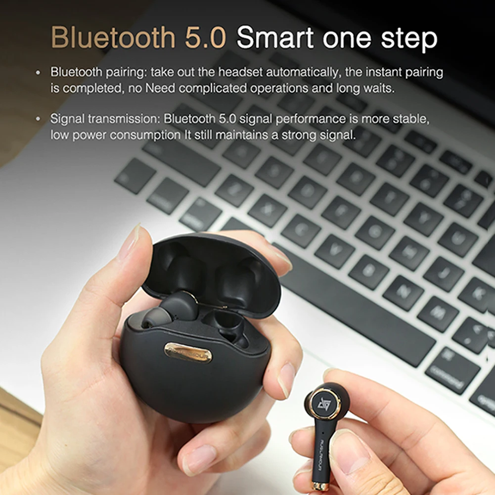 AUGLAMOUR AT-1 Bluetooth V5.0 сенсорным работы гарнитура наушники-вкладыши TWS с Беспроводной