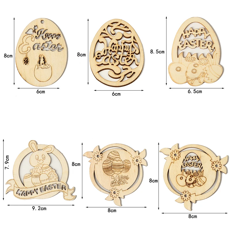 

10pcs/Set Easter Wooden Rabbit Eggs Wood Hanging Pendant Decor DIY Party Supplies Handcraft Pasen Happy easter wall ornament