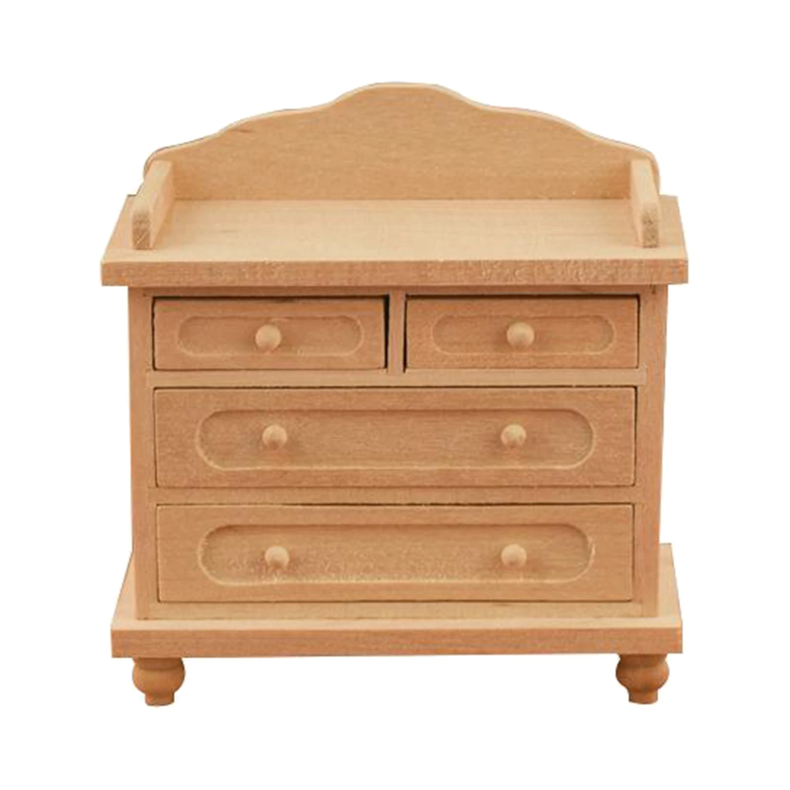 

1/12 Scale Dolls House Miniature Wood Unpainted Nightstand TV Cabinet with Drawer Room Furniture Accessory