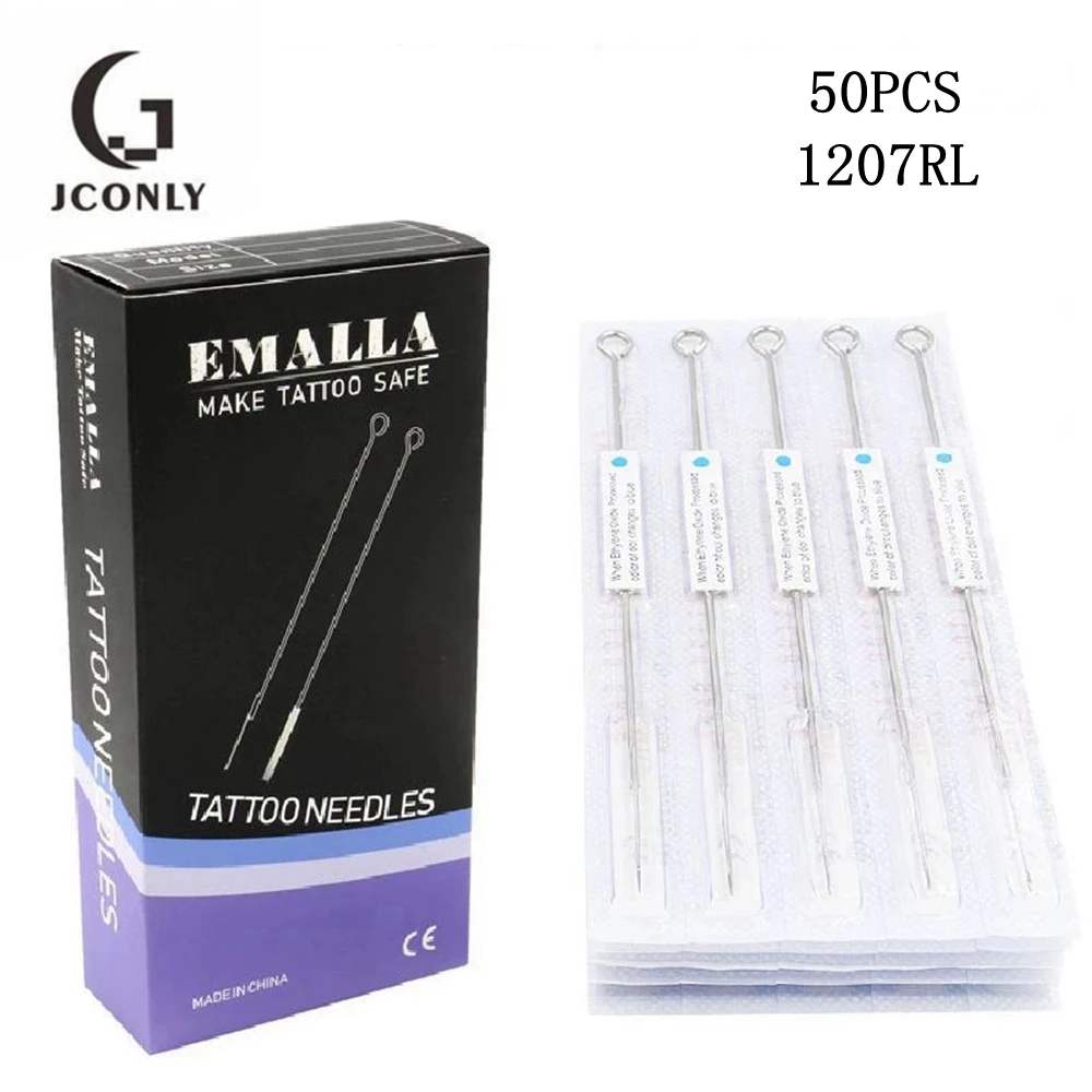 50 шт. 1207RL иглы татуировки Премиум Круглый лайнер микро для стерилизованные из