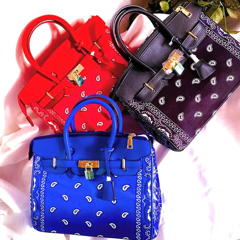 new upgraded version 2021 pink black red blue elegant paisley printed handbags women trendy large capacity office lady bags free global shipping