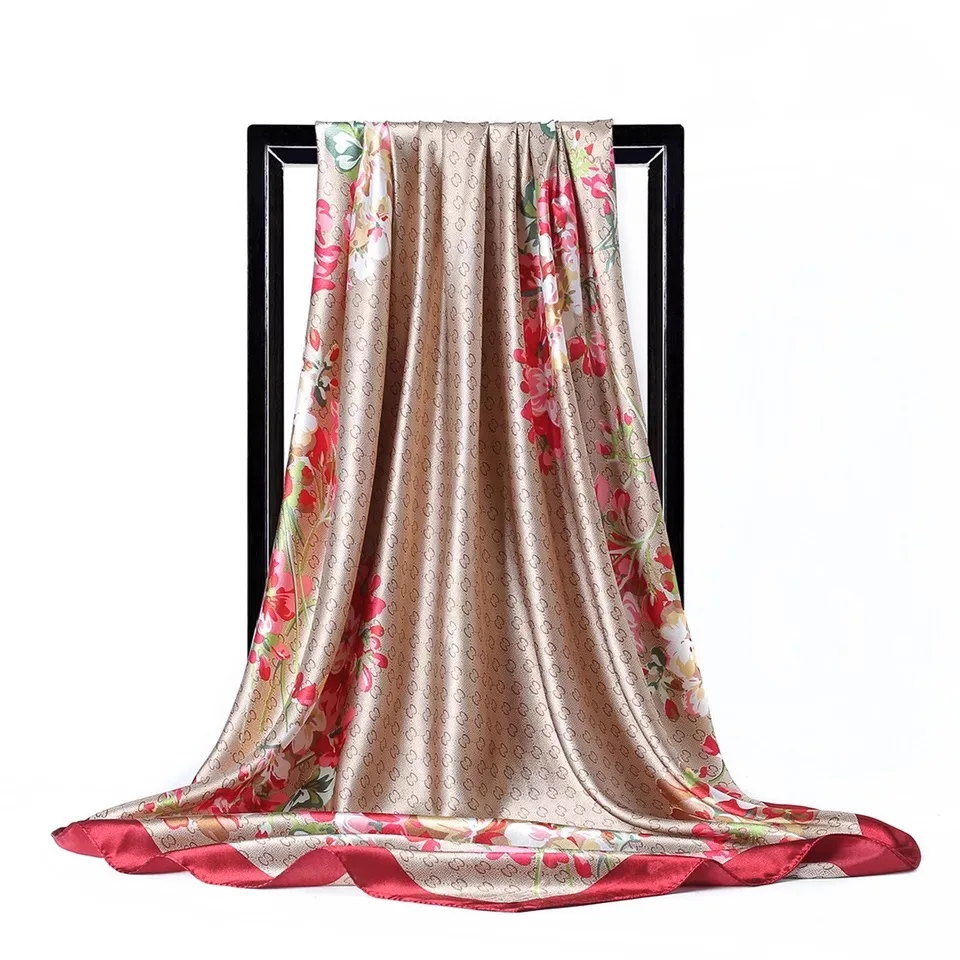 Женский шелковый шарф с квадратной головкой роскошный брендовый сатиновый пачка