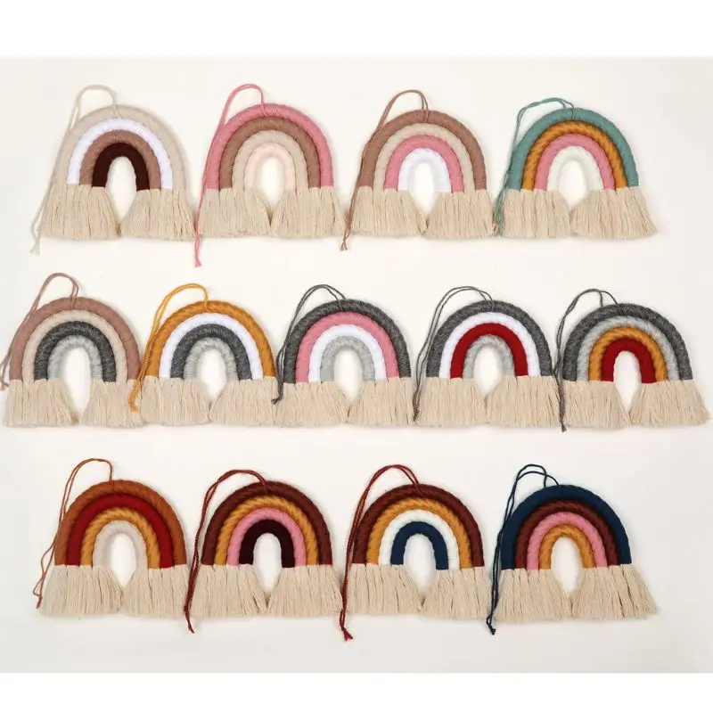 INS скандинавский домашний Плетеный вручную Радужный гобелен хлопчатобумажная
