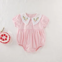 2021 new korean flower embroidery girls creeping suit babys one piece summer babys one piece