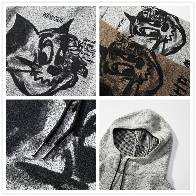 

2020 Autumn Winter Man Sweater Long Sleeve Grey Khaki Hoody Hip Hop Streetwear XL XXL 3XL 4XL Casual Loose Soft Knitted Tops