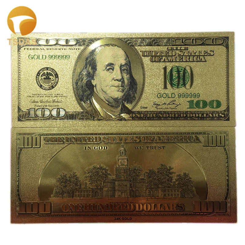 США 100 долларовая Золотая банкнота Роскошные 999 24k золотые купюры для коллекции