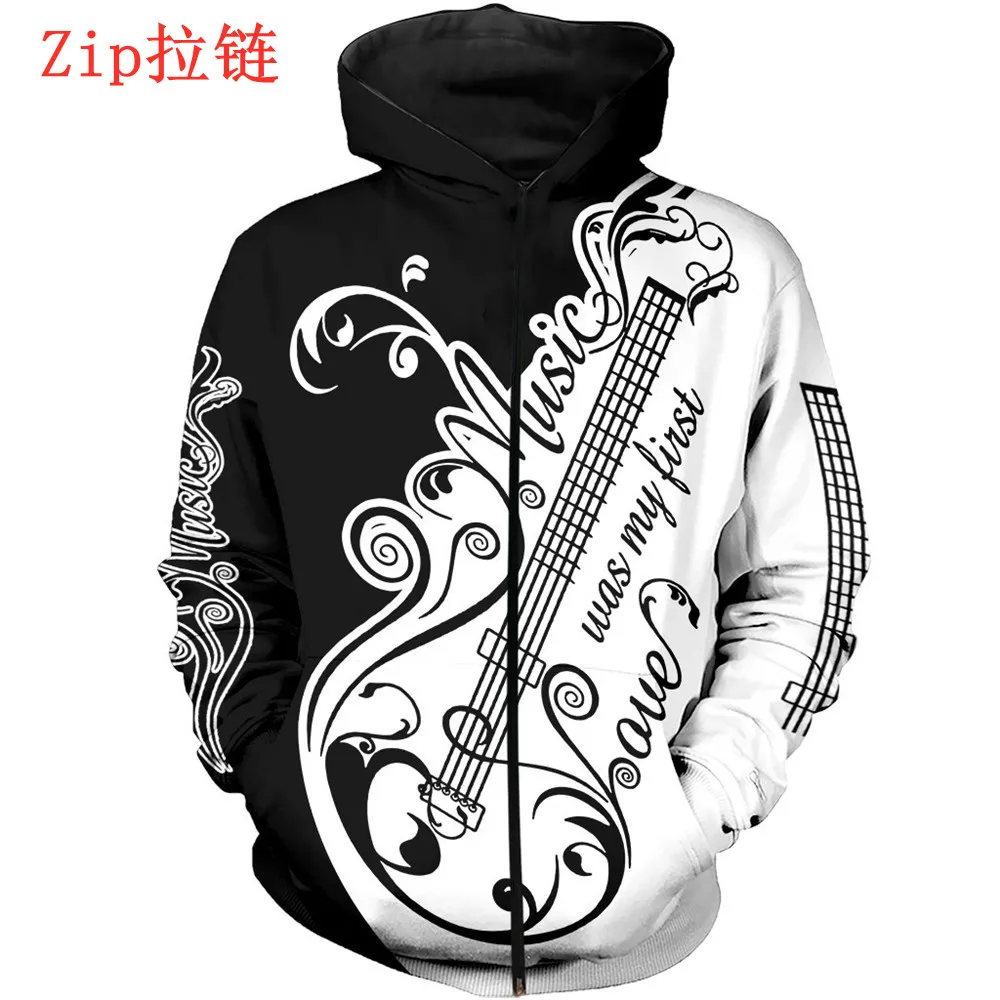 

Love Music Black&White 3D All Over Printed Costume Spring Autumn Fashion Casual Unisex Hoodies Sweatshirt Zip Jacket