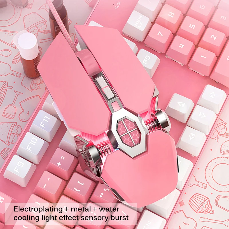 Розовая компьютерная мышь цветная игросветильник шь с подсветкой оптическая