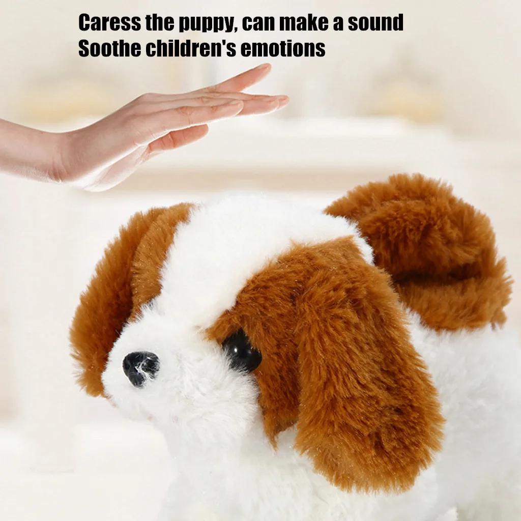 

Electric Imulation Plush Toys Puppy Can Bark And Walk With Tail Appease Girls Gift Durable Realistic Expression Doll