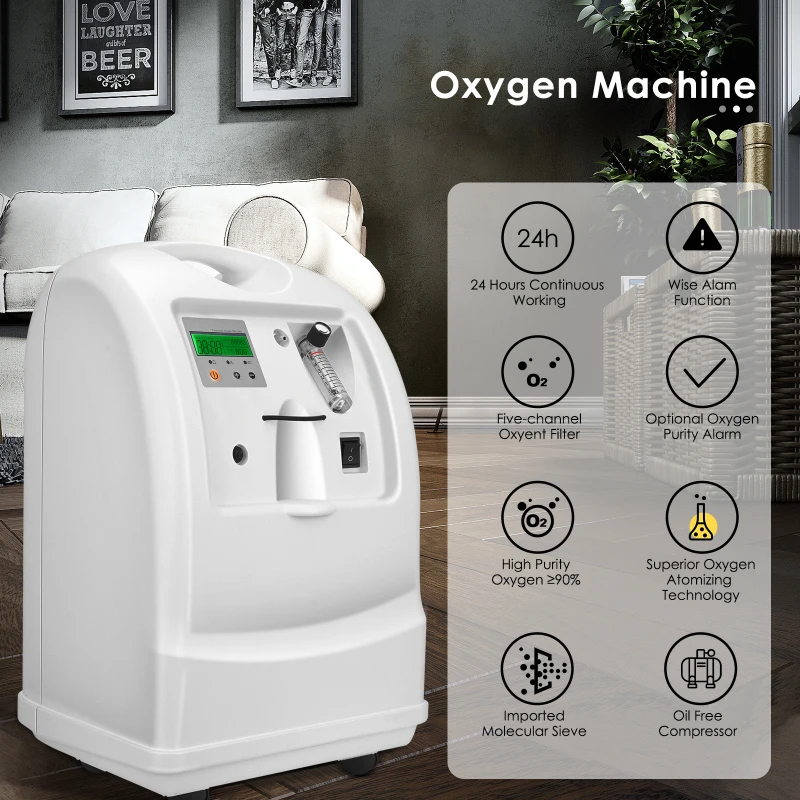 

AUPORO 10L Oxygene Concentrator Machine 1-10L/min Adjustable Portable Oxygen Generator Machine Air Purifier for Home