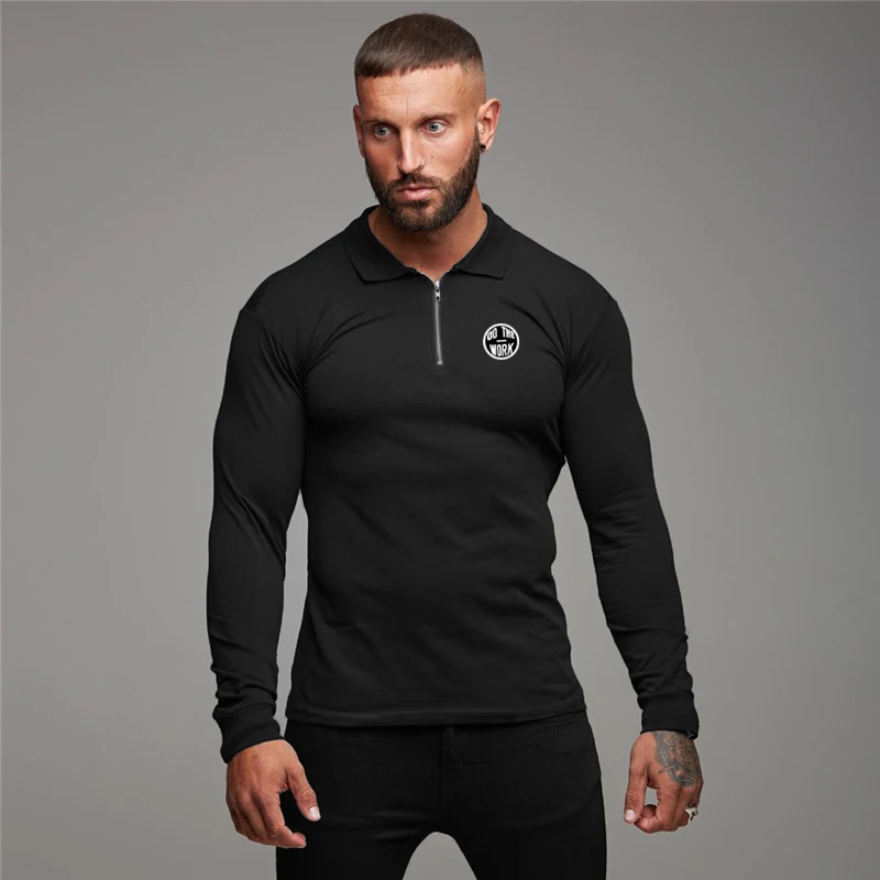

Mens Running Sport Shirts Gym Fitness Compression Skinny Polo shirt Male Jogging Training Solid Tee Shirt Sportswear Tops