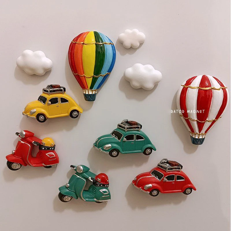 

2pcs Creative Cartoon Car Fridge Magnets For Kids Small Size Resin Magnetic Fridge Magnet Animal MagnetsHome Decoration Accessor