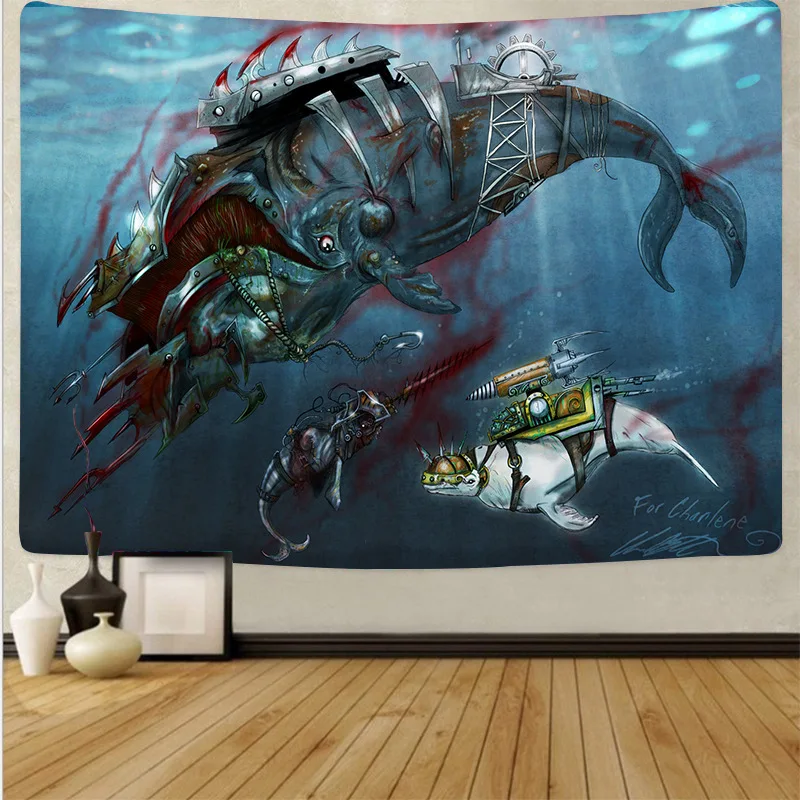 Морской волны Дельфин гобелен настенный Триппи Декор настенное одеяло искусство