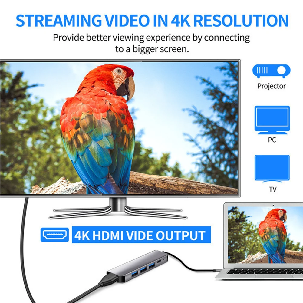 Адаптер OTG Thunderbolt 3 4/5/6/7 портов USB C на HDMI Rj45 100 м | Компьютеры и офис