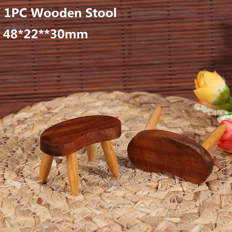 

1PC 1:12 Dollhouse Miniatures Wooden Stool Chair Model Doll House Living Room Stool Decor 48*22**30mm
