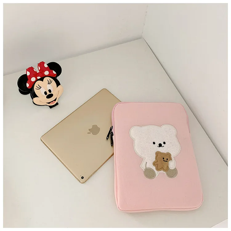 

Fashion girls women cute bear mac ipad sleeve case bag suit ipad pro 9.7 10.5 11 13 15 inch tablet Inner protection bag