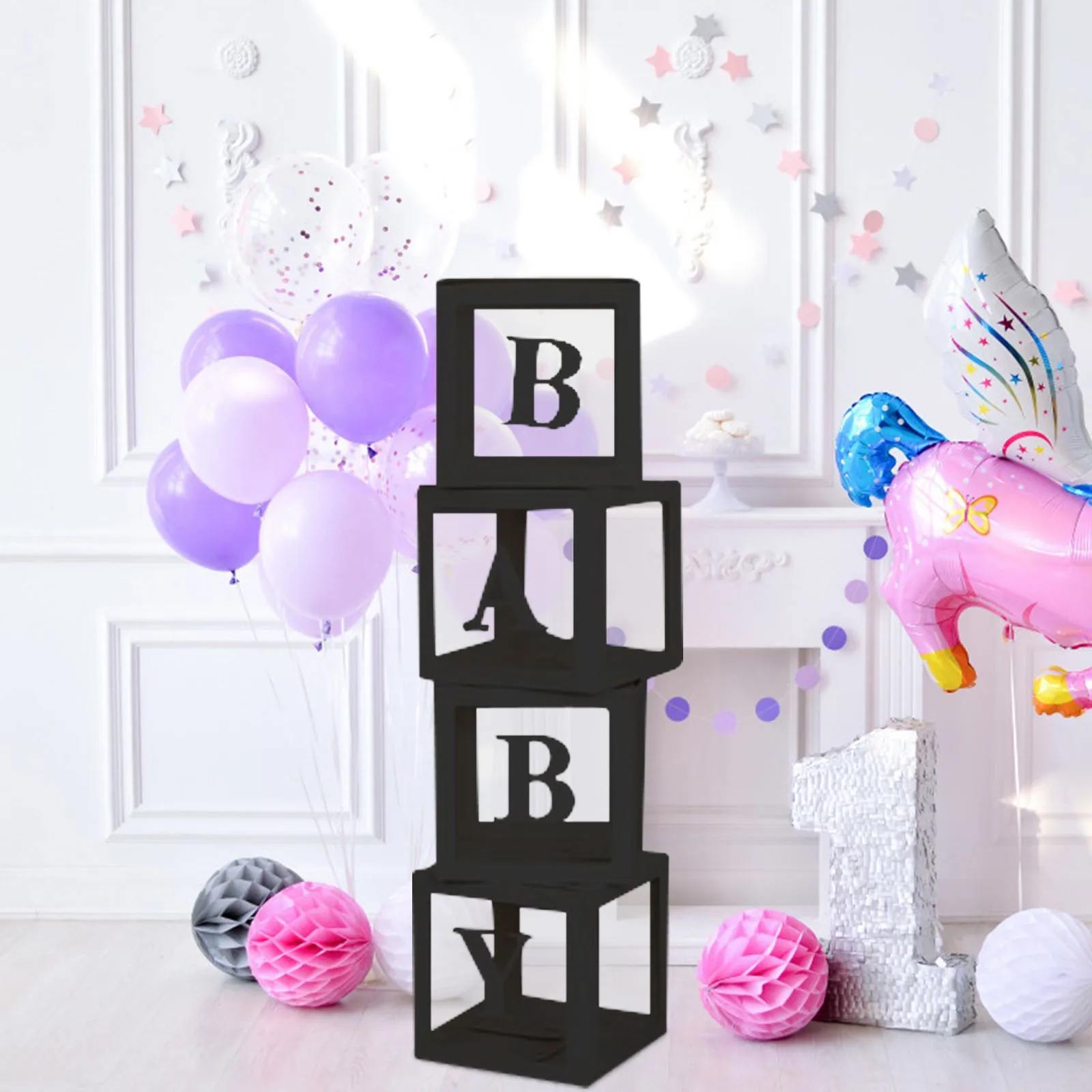 

Коробки для воздушных шаров с надписью для мальчиков и девочек, прозрачные коробки для украшения детских шаров, 4 упаковки