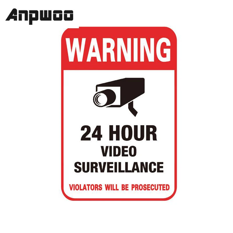 

Wall Sticker 24H CCTV Video Camera System Warning Sign Wall Decal Surveillance Monitor Decal Public Area Security Supplies