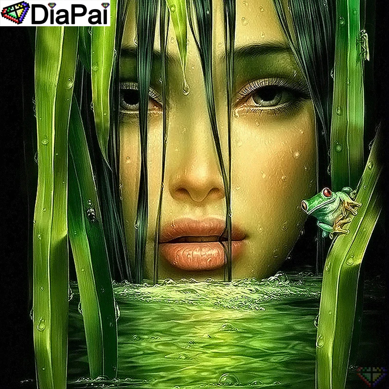 Картина из бриллиантов "Красивая лягушка" DIAPAI Square Round Drill 5D Diamond Painting Environmental Crafts Full Embroidery Home decor A26908.