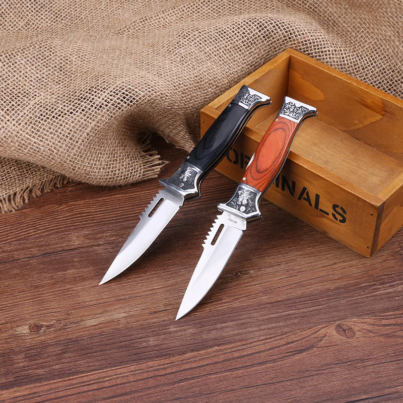 

Free shipping Very Sharp Small Folding Knife Pocket Knife Tactical Hunting Knife wood Handle Outdoor DEC Tools