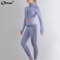 new 2 piece sets womens outfits yoga sets seamless gym clothes sport jaket coat high waist legging sports suit girl fitness wear