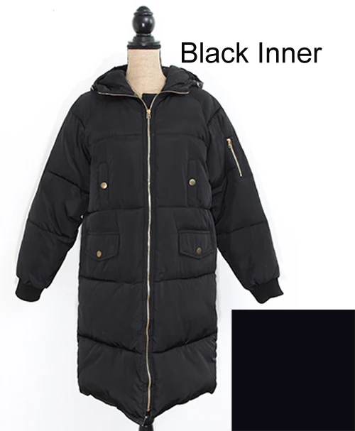 Black inner Парка зимняя куртка Толстая Женская теплая зимняя длинная пальто женское с капюшоном размера плюс Женская Стеганая верхняя одежда большого размера - Цвет: Black inner
