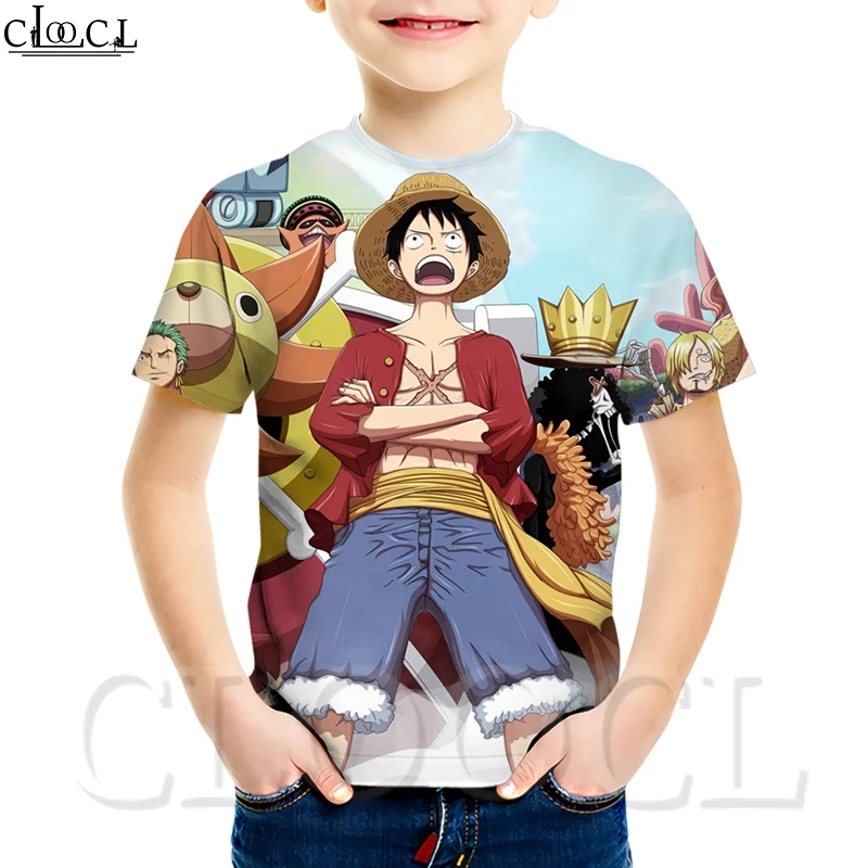 CLOOCL One Piece Monkey D Luffy японское аниме Рисунок Мальчика милая Футболка 3D печать