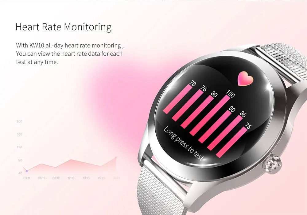 696 KW10 Fashion Smart Watch Women Lovely Bracelet Heart Rate Monitor Sleep Monitoring Smartwatch connect IOS Android PK S3 band
696 KW10 Fashion Smart Watch Women Lovely Bracelet Heart Rate Monitor Sleep Monitoring Smartwatch connect IOS Android PK S3 band