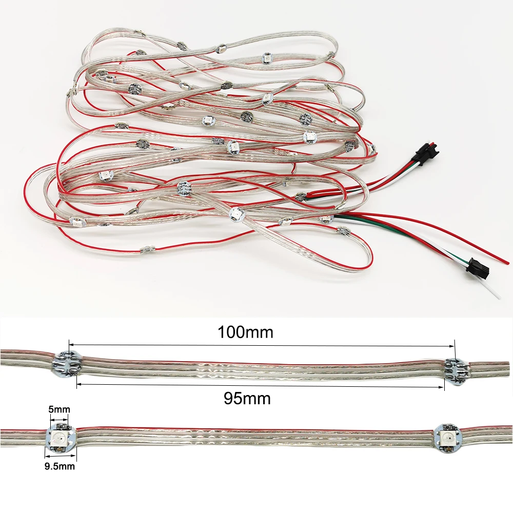 WS2812B предплатные светодиодный s чипсы модуль String узлов DC 5V 10 см провод