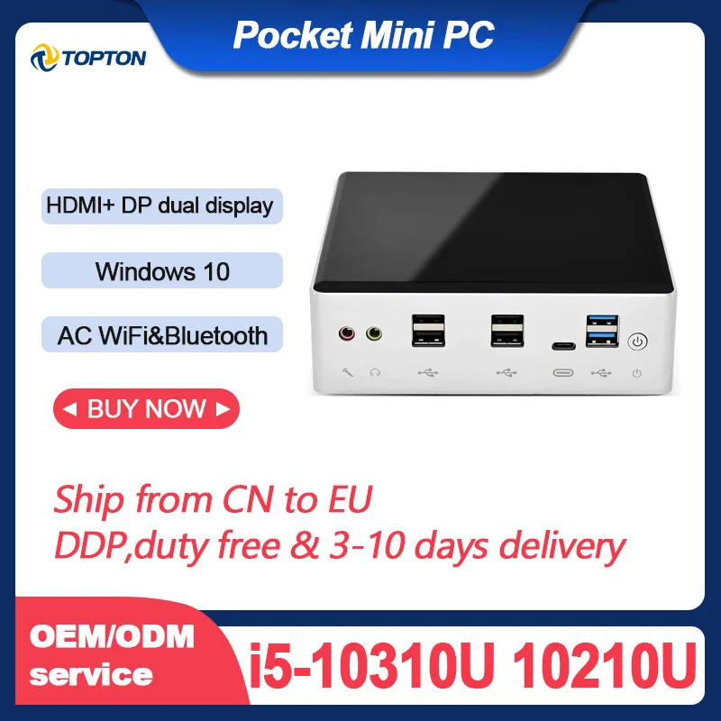 Intel i7 10510U i5 10310U Quad Core Mini PC 2 * DDR4 Lan M.2 NVMe V310 NUC Win 10 WiFi HDMI тонкий компьютер UHD Graphics 4K TV
