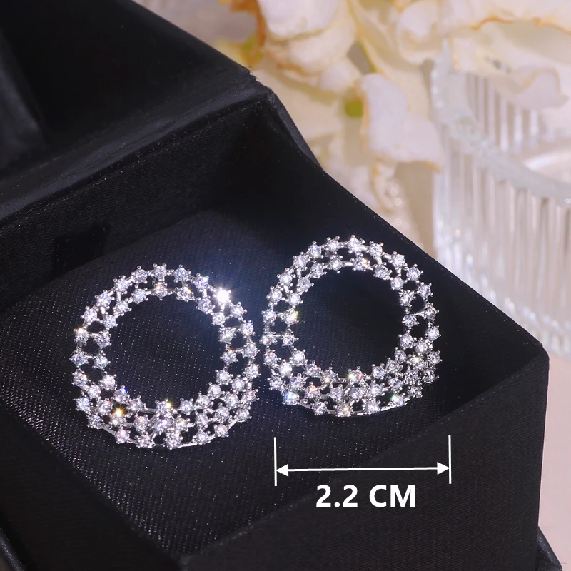 Роскошные блестящие серьги-гвоздики с кристаллами циркона для женщин элегантные