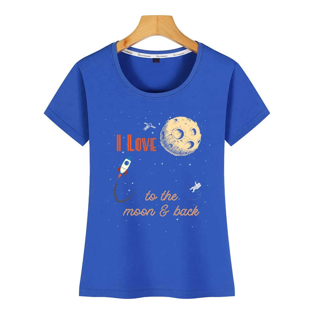 Женская футболка с надписью i love name it to the moon and back Basic Черная на заказ | одежда