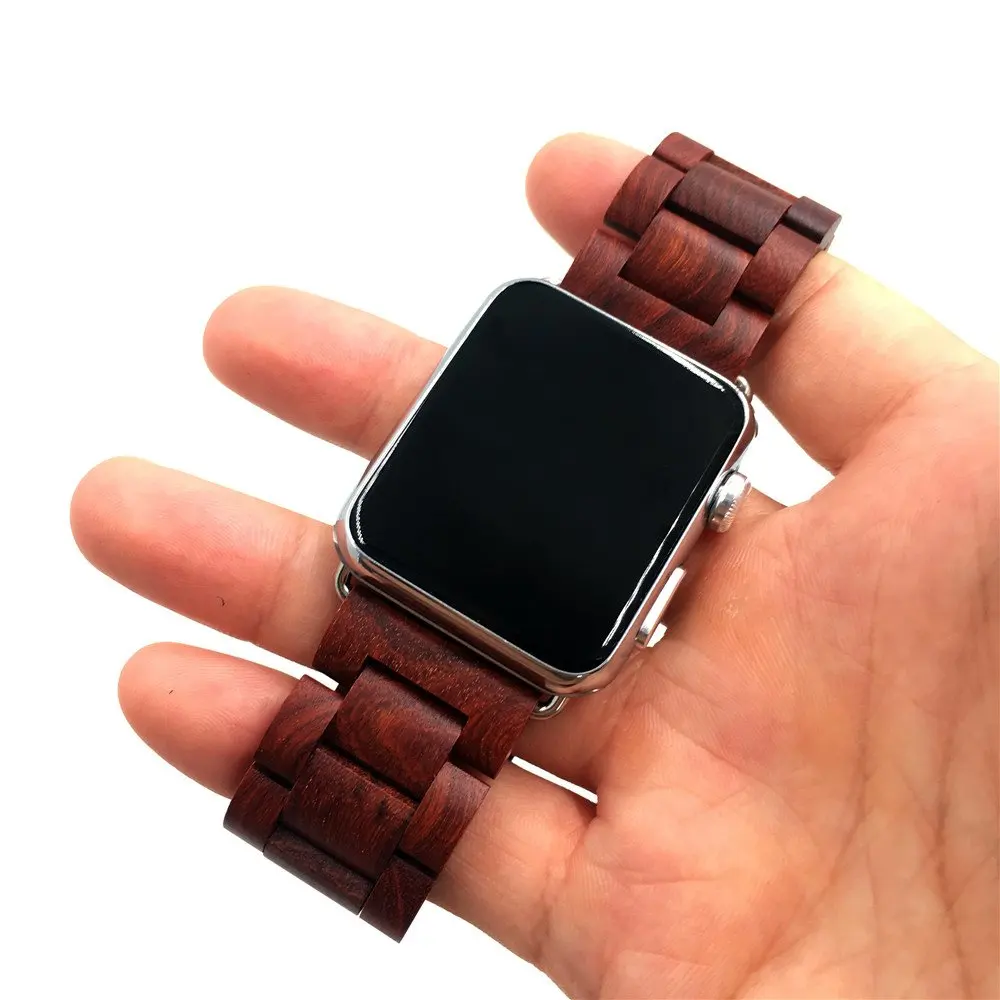 Деревянный браслет для apple watch5 4 band 44 мм 40 мм Высокое качество цельная древесина часы ремень для iwatch 3 2 1 38 мм 42 мм петли аксессуары